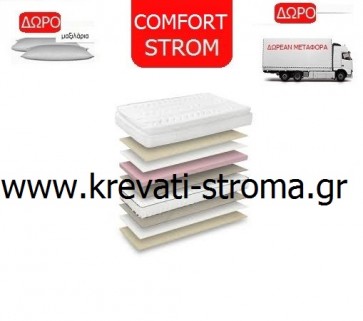 Στρώμα ορθοπεδικό comfort strom elegant με ανώστρωμα από 81 έως 90 πόντους φάρδος και δωρεάν μεταφορικά και πλενόμενο μαξιλάρι