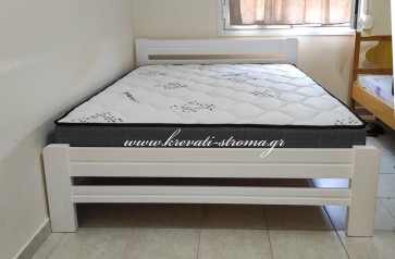 Κρεβάτι μασίφ οικονομικό για 150χ200 στρώμα με χαμηλό κεφαλάρι λευκό