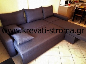 Καναπές κρεβάτι γωνιακός ντυμένος με ύφασμα επιλογής σας που κοιμίζει έως τρία άτομα και σε ειδικές διαστάσεις Καναπές κρεβάτι γωνιακός ντυμένος με ύφασμα επιλογής σας που κοιμίζει έως τρία άτομα και σε ειδικές διαστάσεις