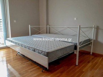 Κρεβάτι καναπές από σίδερο μέταλλο με συρταρωτό δεύτερο κρεβάτι κομπλέ σετ με στρώματα απλά σε τιμή προσφοράς