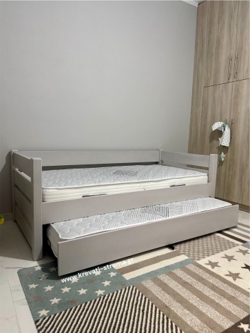 Καναπές κρεβάτι από μασίφ ξύλο μονός για δυο άτομα και συρόμενο κρεβάτι 