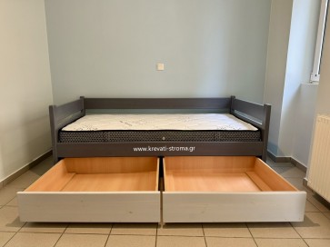 Καναπές σε διαστάσεις μονού κρεβατιού , συρτάρια αποθήκευσης από μασίφ πεύκο