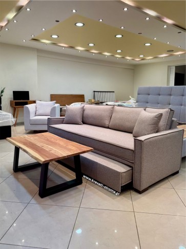 Κρεβάτι καναπές σε πολλά υφάσματα και χρώματα με δυο στρώματα ύπνου και συρόμενο κρεβάτι 