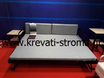 Καναπές με δύο κρεβάτια και στρώματα μεταλλικός κομπλέ σετ με στρώματα και υφάσματα σε τιμή προσφοράς
