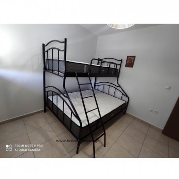 Κουκέτα διπλή/μονή στο χρώμα το μαύρο με ενσωματωμένο προστατευτικό κάγκελο και σκάλα Κουκέτα διπλή/μονή στο χρώμα το μαύρο με ενσωματωμένο προστατευτικό κάγκελο και σκάλα