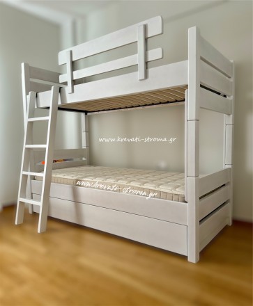 Διώροφο κρεβάτι με ενισχυμένες κολώνες για μεγάλη αντοχή που μπορεί να γίνει δύο μονά κρεβάτια  