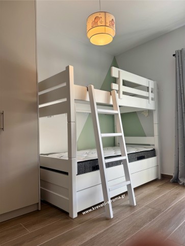 Διώροφο κρεβάτι από μασίφ οξιά για στρώμα 90χ190 με ενισχυμένες κολώνες