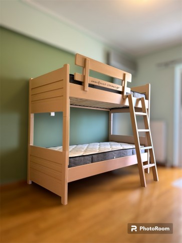 Κουκέτα οξιά μονή διάσταση για στρώμα 90χ190 διαιρούμενη σε nude χρώμα 