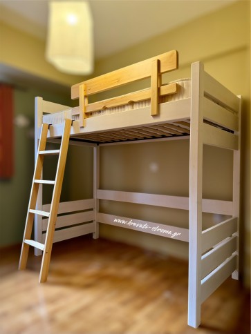 Ξύλινη σοφίτα - Υπερυψωμένο κρεβάτι μασίφ με δυνατότητα προσαρμογής διαστάσεων και χρωμάτων