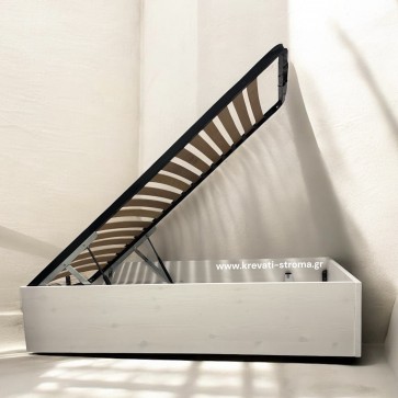 Βάση κρεβατιού μασίφ πεύκο για στρώμα 90χ190 με αποθηκευτικό χώρο και ανύψωση 