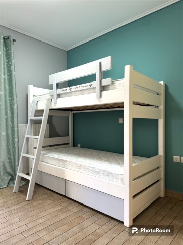 Κουκέτα μασίφ πεύκο πολύ ενισχυμένη για στρώμα 90χ190 με συρτάρια αποθήκευσης