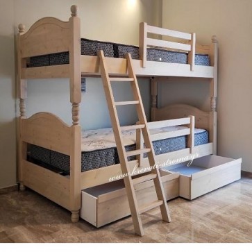 Κουκέτα ξύλινη μασίφ εξ' ολοκλήρου με δυνατότητα δύο μονών κρεβατιών,για ασφάλεια και προστασία χρησιμοποιείται κολόνα στήριξης (7χ7 πόντους) Κουκέτα ξύλινη μασίφ εξ' ολοκλήρου με δυνατότητα δύο μονών κρεβατιών,για ασφάλεια και προστασία χρησιμοποιείται κολόνα στήριξης (7χ7 πόντους)