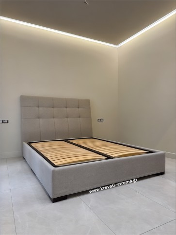 Κρεβατοκάμαρα υφασμάτινη σε grey απόχρωση με αποθηκευτικό χώρο για στρώμα 160 χ 200 