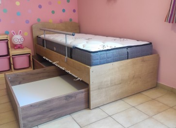 Κρεβάτι οικονομικό από μοριοσανίδα για στρώμα 90χ190 μονό με αποθηκευτικά συρτάρια 