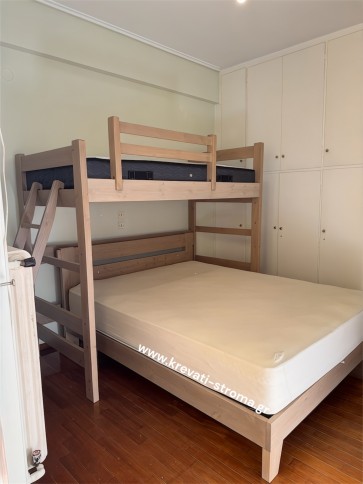 Kρεβάτι για τρεις με υπερυψωμένο μονό και υπέρδιπλο σε 160χ200 στρώμα 