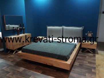 Κρεβατοκάμαρα ξύλινη δρυς κρακ αξεπέραστης αντοχης (ξύλα 10x20 εκατοστά) και μαξιλάρια με ύφασμα Κρεβατοκάμαρα ξύλινη δρυς κρακ αξεπέραστης αντοχης (ξύλα 10x20 εκατοστά) και μαξιλάρια με ύφασμα