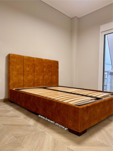 Κρεβάτι ντυμένο με ύφασμα αλέκιαστο και αδιάβροχο σε διάφορα χρώματα και υφές και αποθηκευτικό χώρο 