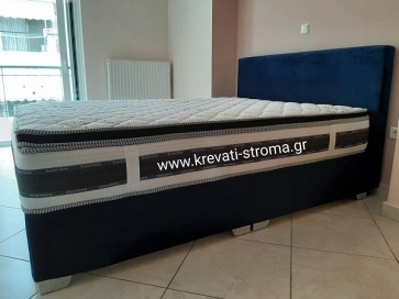 Κρεβάτι διπλό minimal τετράγωνο χωρίς κουμπιά και ραφές με ύφασμα με χώρο αποθήκευσης μπαούλο