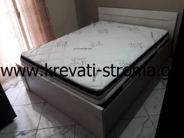 Κρεβάτι διπλό ξύλινο mdf οξιά με αποθηκευτικό χώρο