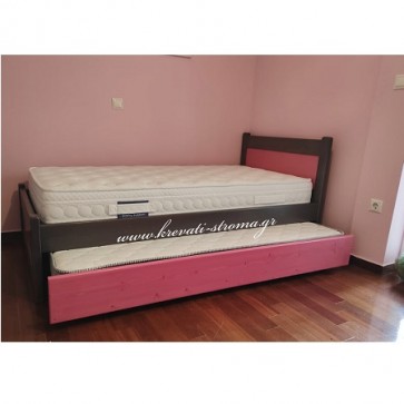 Κρεβάτι για δύο κορίτσια μασίφ ξύλο κομπλέ με στρώματα και σανίδες