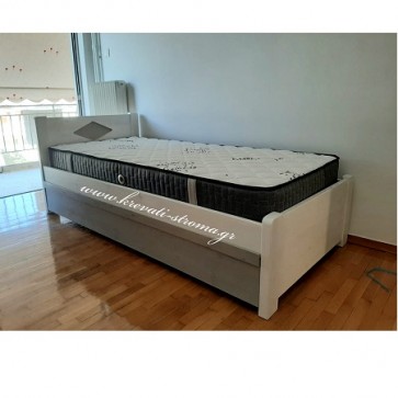 Κρεβάτι εναμισάρι για ημίδιπλο στρώμα 110c.m. για νέους και παιδιά από ξύλα-μαδέρια 10 πόντους μασίφ ξύλο πεύκο (για πέργολες)