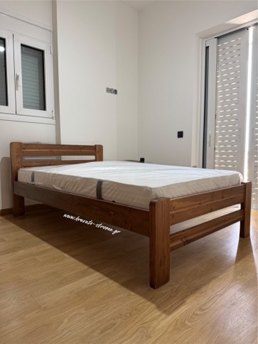 Κρεβάτι μασίφ ξύλο ημίδιπλο (110 στρώμα) σε χρώμα ξύλου για έφηβους-φοιτητές-νέους σε τιμή προσφοράς