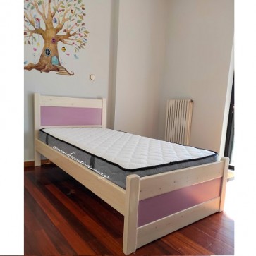 Κρεβάτι ατόφιο ξύλο σουηδικό σε βαφή νερού οικολογική καφέ σκούρο σε μονή διάσταση 