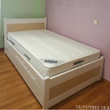 Κρεβάτι μασίφ ξύλο πεύκο για κορίτσια μονό 1,00 x 2,00 εξωτερικά