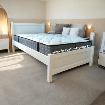 Κρεβάτι μονό για στρώμα 90χ190 λευκό μασίφ με βαφές νερού