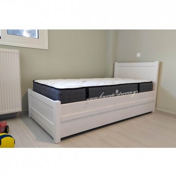 Διπλό κρεβάτι συρταρωτό κομπλέ σετ με δύο στρώματα ορθοπεδικά και βάση μασίφ