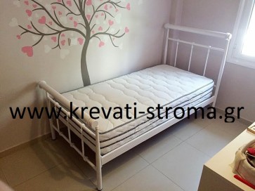 Κρεβάτι παιδικό μεταλλικό ημι μασίφ λευκό-άσπρο