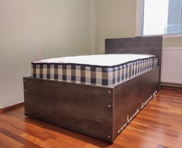 Κρεβάτι ξύλινο ίσιο , τετράγωνο με αποθηκευτικό χώρο σε πολλές διαστάσεις και φυσικές αποχρώσεις