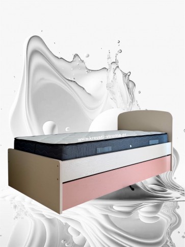 Παιδικό κρεβάτι σε 8 χρώματα σε μονή ή ημίδιπλη διάσταση από μοριοσανίδα και βοηθητικό κρεβάτι