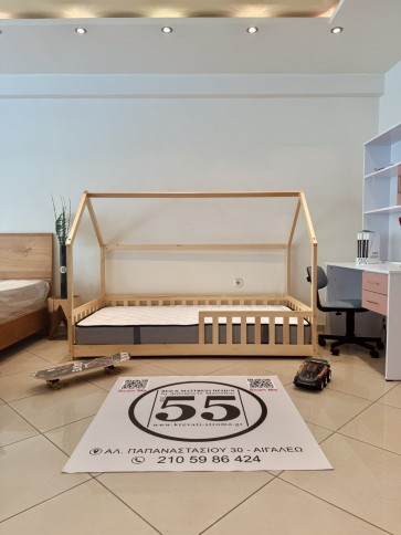 Κρεβάτι παιδικό σπιτάκι MONTESSORRI για στρώμα 90χ190 σε φυσικό με περιμετρική προστασία  Κρεβάτι παιδικό σπιτάκι MONTESSORRI για στρώμα 90χ190 σε φυσικό με περιμετρική προστασία