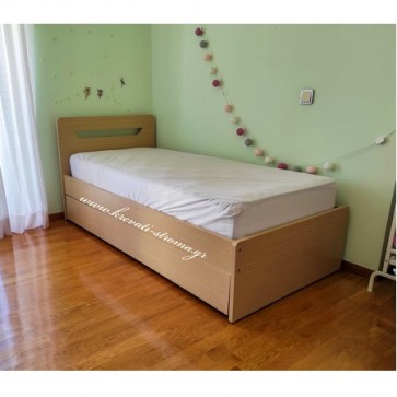Κρεβάτι ξύλινo,μοριοσανίδα οικονομικό ημίδιπλο με δεύτερο συρόμενο κρεβάτι από κάτω ή αποθηκευτικούς χώρους