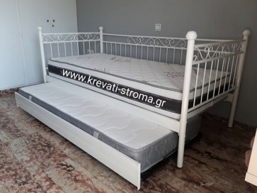 Καναπές κρεβάτι μεταλλικός που κοιμίζει 2 άτομα με συρταρωτό δεύτερο κρεβάτι με μηχανισμό που γίνεται διπλό κρεβάτι