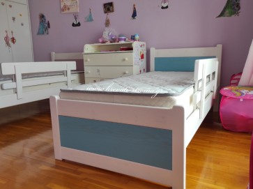 Κρεβάτι ημίδιπλο για στρώμα 110 πόντους φάρδος, μασίφ ξύλο 100% από πεύκο σε 20 + χρωματισμούς, κατάλληλο για παιδιά και έφηβους