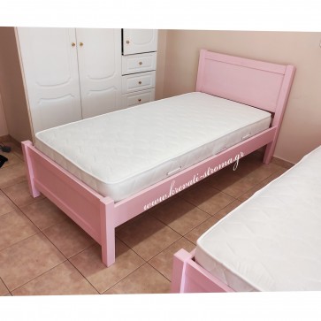 Κρεβάτι μονό για στρώμα 90χ190 ροζ για κορίτσι μασίφ με βαφές νερού Κρεβάτι μονό για στρώμα 90χ190 ροζ για κορίτσι μασίφ με βαφές νερού