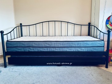 Καναπές κρεβάτι μεταλλικός - σιδερένιος μαύρος με συρόμενο κρεβάτι