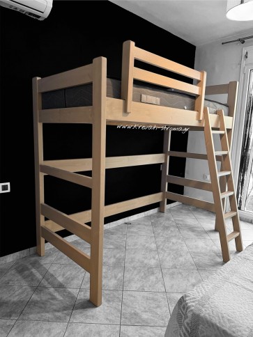 Σοφίτα ψηλό κρεβάτι με κενό από κάτω για παιχνίδια, γραφείο ή αποθηκευτικούς χώρους ξύλινο μασίφ Σοφίτα ψηλό κρεβάτι με κενό από κάτω για παιχνίδια, γραφείο ή αποθηκευτικούς χώρους ξύλινο μασίφ