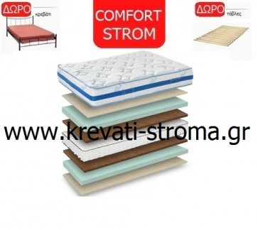 Στρώμα comfort strom caricia μονό ανατομικό με δώρο μεταλλικό-σιδερένιο κρεβάτι μονό και σανίδες στήριξης