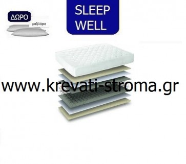 Στρώμα 26 πόντους sleep well (comfort strom) rock διπλό 150χ200 και δώρο μαξιλάρι πλενόμενο.ΕΤΟΙΜΟΠΑΡΑΔΟΤΟ
