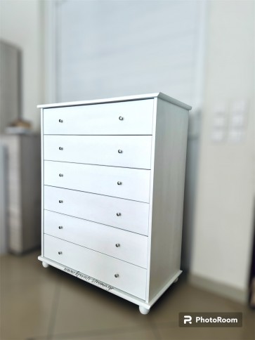 Συρταριέρα οξιά με πολλά συρτάρια λευκή ξύλινη 