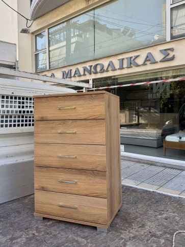 Σιρταριέρα - σιφονιέρα με 5 συρτάρια με μεγάλο αποθηκευτικό χώρο σε χρώμα γκρι αλλά και δρυς, ρουστικ, βέγκε, λευκό-άσπρο 0.60 φάρδος