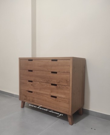 Μοντέρνα συρταριέρα , τουαλέτα από ακατέργαστο δρυς σε φυσικό χρώμα με 4 συρτάρια