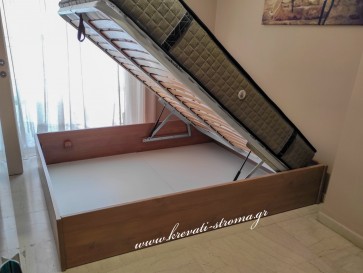 Κρεβάτι masif βάση χωρίς κεφαλάρι καρυδί,διπλό με αποθηκευτικό χώρο στο κάτω μέρος του κρεβατιού