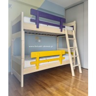 Κουκέτα για ενήλικες και παιδιά σε ημίδιπλη διάσταση από μασίφ ξύλο πεύκο και βαφή νερού