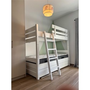 Διώροφο κρεβάτι από μασίφ οξιά για στρώμα 90χ190 με ενισχυμένες κολώνες