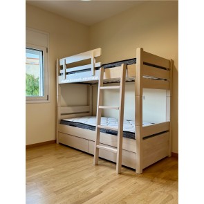 Διώροφο κρεβάτι από μασίφ οξιά για στρώμα 90χ190 με ενισχυμένες κολώνες