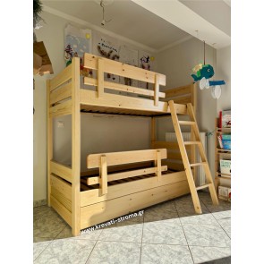 Κουκέτα μασίφ πεύκο πολύ ενισχυμένη για στρώμα 90χ190 με σuρόμενο κρεβάτι